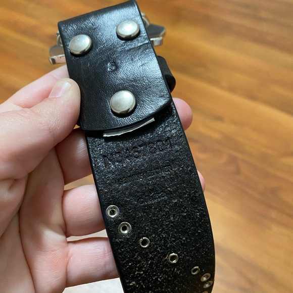 NOCONA genuine leather cowboy cowgirl western black studded longhorn belt buckle - Picture 11 of 11